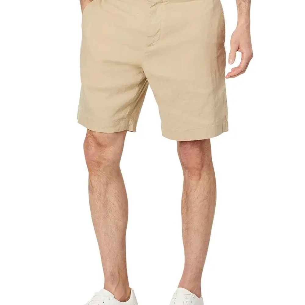 Ted Baker London Leder Linen Blend half elasticated short Stone Tan NWT 7”Inseam